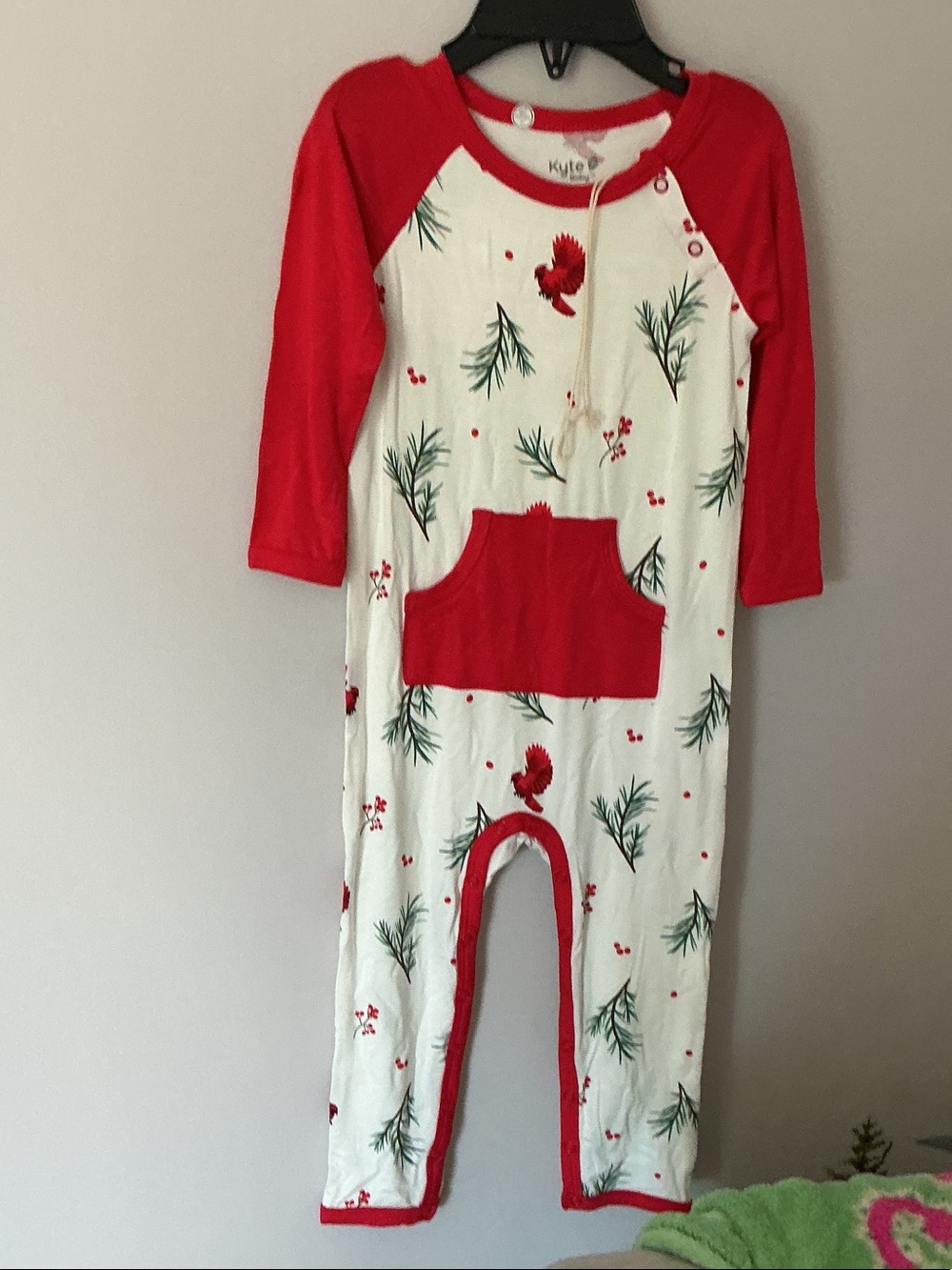 Kyte BABY Red & White Cardinal Print Kids Pajama Romper